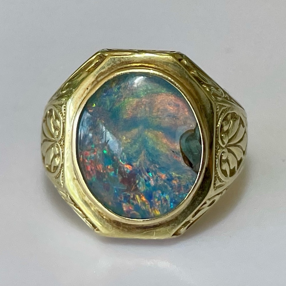 SALE☀️Art Nouveau 14k Black Opal Triplet 6.2g
